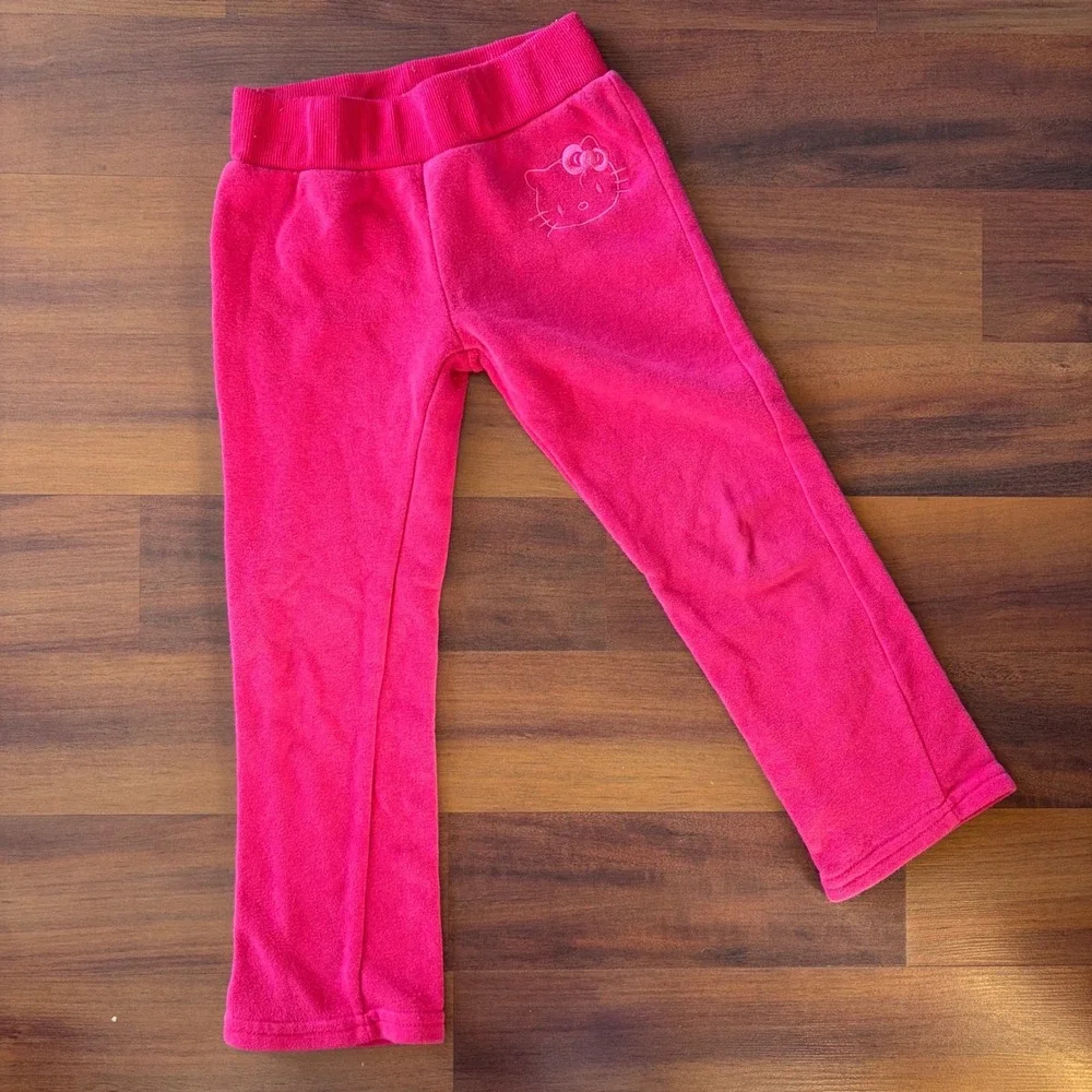 Sanrio Hello Kitty Girls Hot Pink Fleece Sweatpants Joggers Y2K Size 5 RN92222